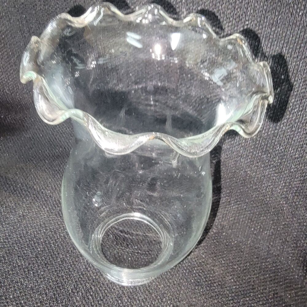 Hurricane Oil Lamp Clear Petal Top Glass Chimney Globe 6.5" Tall x 2.25" Fitter